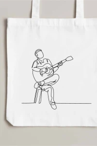 Torba bawełniana na zakupy facet z gitarą muzyk artysta